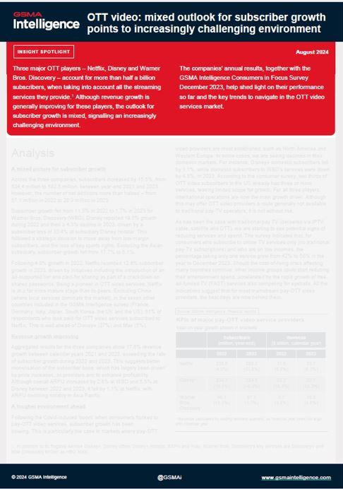 OTT video: mixed outlook for subscriber growth points to increasingly challenging environment